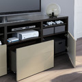 BESTÅ TV storage combination/glass doors, black-brown, 180x42x192 cm