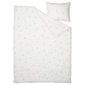VÄNKRETS Duvet cover and pillowcase, dot pattern white, pink, 150x200/50x60 cm