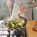 VARDAGEN Wok with lid, glass/carbon steel beech, 32 cm