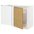 METOD Corner base cab w pull-out fitting, white/Voxtorp oak effect, 128x68 cm