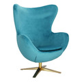 Armchair Egg Velvet Gold, blue