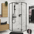 GoodHome Shower Cabin Enclosure Ezili 90 x 90 cm, black/transparent
