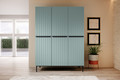 Wardrobe Nicole 150 cm, sage, black handles and legs