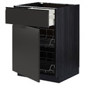 METOD / MAXIMERA Base cab w wire basket/drawer/door, black/Upplöv matt anthracite, 60x60 cm
