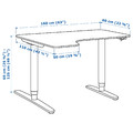 BEKANT Corner desk left sit/stand, Linoleum blue, black, 160x110 cm
