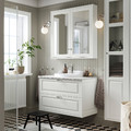 TÄNNFORSEN / RUTSJÖN Wash-stnd w drawers/wash-basin/tap, white/white marble effect, 102x49x76 cm