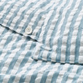 SMÅNUNNEÖRT Duvet cover and pillowcase, dark grey-blue white/striped, 150x200/50x60 cm