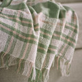 BISKOPSMÖSSA Throw, green/off-white, 130x170 cm