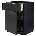 METOD / MAXIMERA Base cab w wire basket/drawer/door, black/Nickebo matt anthracite, 60x60 cm
