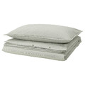 SOLFIBBLA Duvet cover and pillowcase, white green/stripe, 150x200/50x60 cm