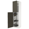 METOD High cabinet with cleaning interior, white/Havstorp brown-beige, 60x60x240 cm