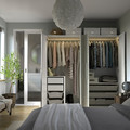 PAX / LINNABERG/ÅHEIM Wardrobe combination, white patterned/mirror glass, 200x66x201 cm