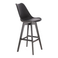 Bar Stool Norden, wood black high PP, black