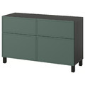 BESTÅ Storage combination w doors/drawers, black-brown/Krukmakare dark grey-green, 120x42x74 cm