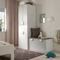 SMÅSTAD Wardrobe with pull-out unit, white grey/with storage bench, 150x57x196 cm