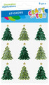 CRAFT WITH FUN Foam Christmas Tree Stickers, Green/Light Green, 9 pcs