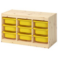 TROFAST Storage combination with boxes, light white stained pine/yellow, 93x44x52 cm