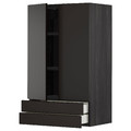 METOD / MAXIMERA Wall cabinet w 2 doors/2 drawers, black/Kungsbacka anthracite, 60x100 cm