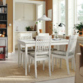 NÄSINGE / NÄSINGE Table and 4 chairs, white/white Tibbleby beige-grey, 130x80 cm