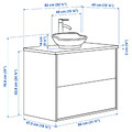 TÄNNFORSEN/VÄSTERSJÖN Wash-stnd w drawers/wash-basin/tap, light grey/white marble effect, 82x49x79 cm