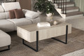 Coffee Table with 2 Drawers Verica, biscuit oak/black legs