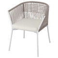 SEGERÖN Outdoor chair with armrests, white/beige/Frösön/Duvholmen beige
