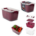 Refrigerator Storage Container for Fruits and Vegetables, dark red