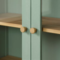 HEMNES Glass-door cabinet with 3 drawers, grey-green/light brown stained, 90x197 cm