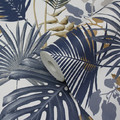 GoodHome Vinyl Wallpaper on Fleece Ferula, blue