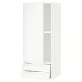METOD / MAXIMERA Wall cabinet with door/2 drawers, white/Voxtorp matt white, 40x100 cm