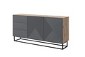 Cabinet with 3 Drawers & 2 Doors 167 cm Asha, metal legs, artisan/rivier stone matt