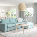 VIMLE 3-seat sofa with chaise longue, with wide armrests/Saxemara light blue