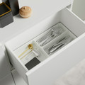 BESTÅ Storage combination with doors/drawers, white stained oak effect/Selsviken high-gloss beige, 120x42x65 cm