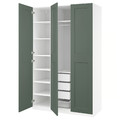 PAX / GRIMO Wardrobe combination, white/grey-green, 150x60x236 cm