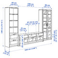 BRIMNES TV storage combination/glass doors, white, 320x41x190 cm