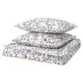 BRUDKRUSBÄR Duvet cover and 2 pillowcases, white multicolour/floral pattern, 200x200/50x60 cm