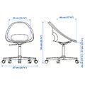 LOBERGET / MALSKÄR Swivel chair + pad, white/dark grey