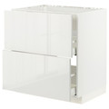 METOD / MAXIMERA Base cab f hob/int extractor w drw, white/Ringhult light grey, 80x60 cm