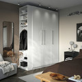 PAX / FARDAL Wardrobe combination, white high-gloss white/white, 170x60x236 cm