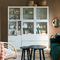 BESTÅ Storage combination w glass doors, white/Sutterviken/Kabbarp white clear glass, 60x42x202 cm