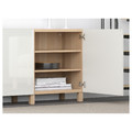 BESTÅ Storage combination with doors, white stained oak effect, Selsviken high-gloss/white, 180x40x74 cm