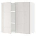 METOD Wall cabinet with shelves/2 doors, white/Ringhult light grey, 80x80 cm