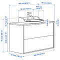 TÄNNFORSEN / RUTSJÖN Wash-stnd w drawers/wash-basin/tap, light grey/black marble effect, 102x49x76 cm