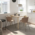 LISABO / KRYLBO Table and 2 chairs, ash veneer/Tonerud dark beige, 88 cm