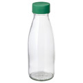 SPARTANSK Water bottle, clear glass/green, 0.5 l