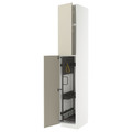 METOD High cabinet with cleaning interior, white/Havstorp beige, 40x60x240 cm