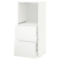 METOD / MAXIMERA High cabinet w 2 drawers for oven, white, Voxtorp matt white, 60x60x140 cm