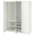 PAX / KAMMARTORP/GRIMO Wardrobe combination, white mirror glass/grey white, 150x60x201 cm