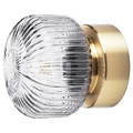 SOLKLINT Wall lamp, wired-in installation, brass, grey clear glass