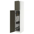METOD High cabinet with cleaning interior, white/Havstorp brown-beige, 40x60x200 cm